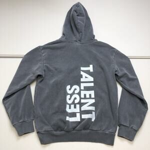 Talentless Less Talent Hoodie Sweatshirt Mens S Gray Heavyweight Distressed